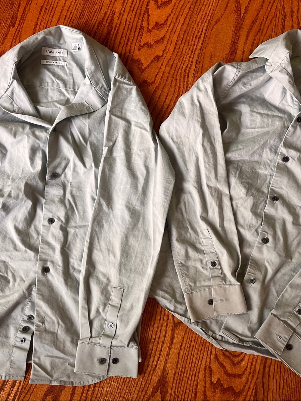 Calvin Klein Slim Fit + Stretch Teen Boy Button-Down Gray Dress Shirts